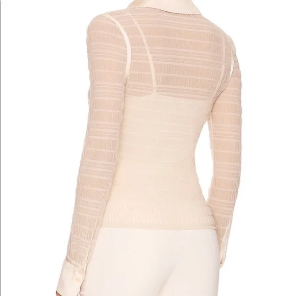 Jonathan Simkhai Robin Mesh Button Down Top - Picture 3 of 4